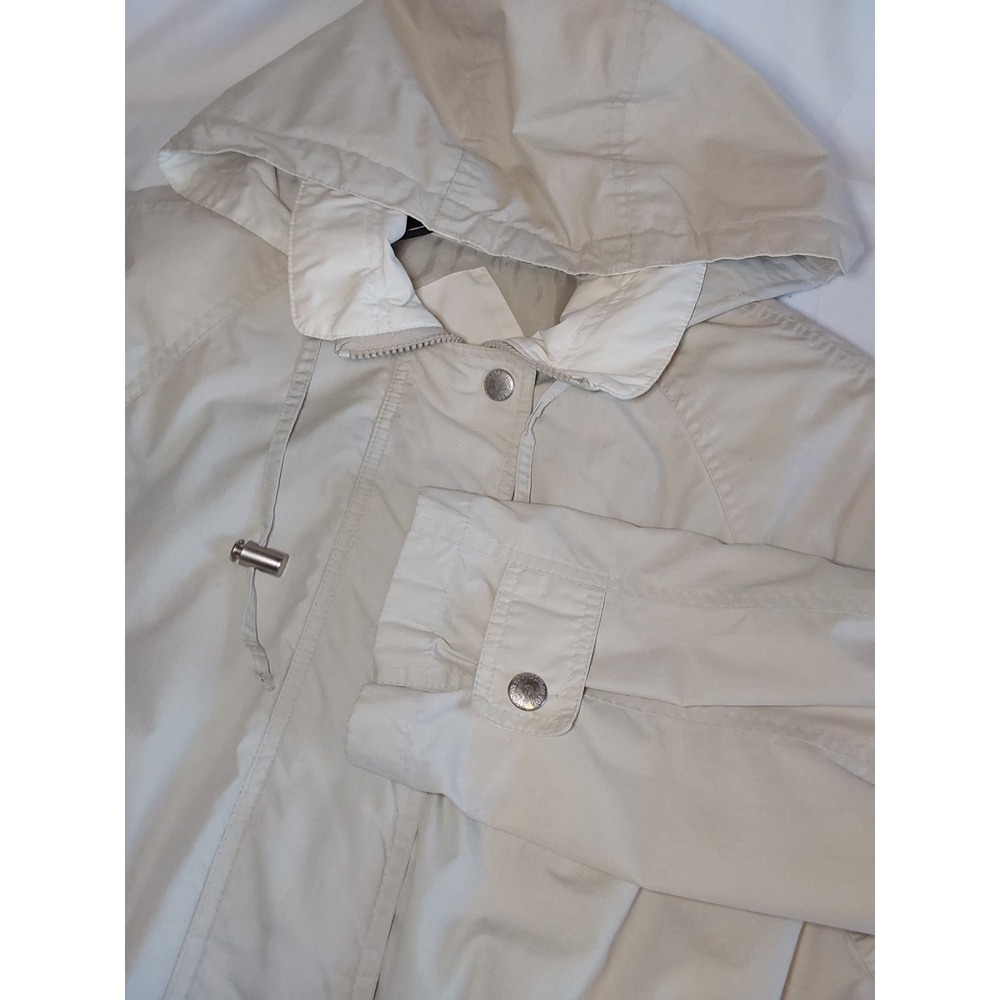 London Fog Women's Medium Pet. Tan Jacket Water Resistant Pockets Hood‎ 90's